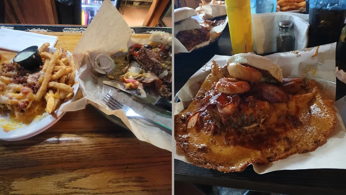 Plates of comfort food on a table